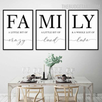 Family Love Abstract Typography Modern Painting Picture Canvas Print For Room Wall Drape