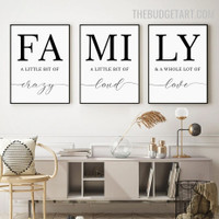 Family Love Abstract Typography Modern Painting Picture Canvas Print For Room Wall Moulding