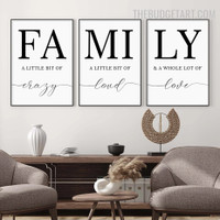 Family Love Abstract Typography Modern Painting Picture Canvas Print For Room Wall Molding