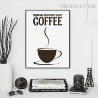 Coffee Cup Abstract Typography Modern Painting image Canvas Print for Room Wall Disposition