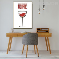 Drink Glass Abstract Typography Modern Painting Image Canvas Print for Room Wall Onlay