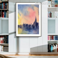 New York Skyline Abstract Landscape Modern Painting Image Canvas Print for Room Wall Tracery
