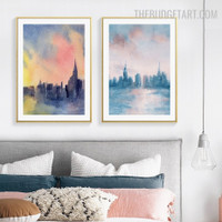 New York Burg Abstract Landscape Modern Painting Pic Canvas Print for Room Wall Molding