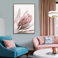 Pink Protea Abstract Botanical Modern Painting Picture Canvas Print For Room Wall Molding