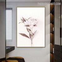 Peony Leafage Abstract Botanical Modern Painting Picture Canvas Print for Room Wall Tracery