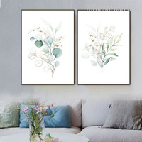 Eucalyptus Petal Abstract Botanical Modern Painting Photograph Canvas Print for Room Wall Finery