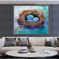 Egg Nest Abstract Contemporary Handmade Texture Canvas Painting for Room Wall Assortment