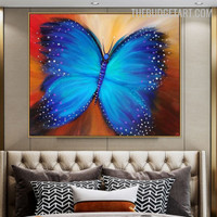 Blue Copper Abstract Animal Handmade Texture Canvas Painting for Room Wall Decoration