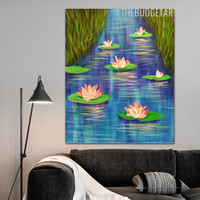 Genus Lotus Abstract Floral Handmade Canvas Painting for Room Wall Outfit