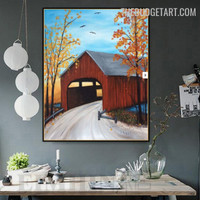 Cottage Abstract Contemporary Handmade Knife Canvas Painting for Room Wall Trimming