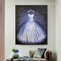 White Gown Abstract Fashionable Handmade Texture Canvas Painting for Room Wall Ornament