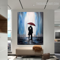 Loving Partners Abstract Figure Handmade Texture Canvas Painting for Room Wall Finery