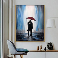 Loving Partners Abstract Figure Handmade Texture Canvas Painting for Room Wall Garniture
