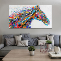 Studhorse Abstract Animal Handmade Texture Canvas Painting for Room Wall Garnish
