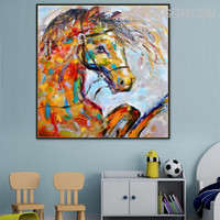 Steed Abstract Animal Handmade Knife Canvas Painting for Room Wall Garniture