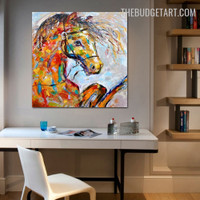 Steed Abstract Animal Handmade Knife Canvas Painting for Room Wall Molding