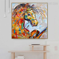 Steed Abstract Animal Handmade Knife Canvas Painting for Room Wall Illumination