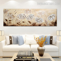 Leaflets Flowers Abstract botanical Handmade Canvas Painting for Room Wall Adornment