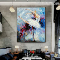 Girl Shindig Abstract Figure Handmade Knife Canvas Painting for Room Wall Disposition