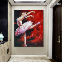 Dance Distaff Abstract Figure Handmade Knife Canvas Painting for Room Wall Equipment