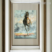 Running Horse Abstract Animal Handmade Canvas Painting for Room Wall Decor