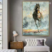 Running Horse Abstract Animal Handmade Canvas Painting for Room Wall Drape