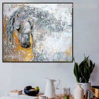 Hammer Horse Abstract Animal Handmade Texture Canvas Painting for Room Wall Embellishment