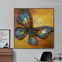 Copper Butterfly Abstract Animal Handmade Texture Canvas Painting for Room Wall Finery
