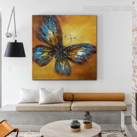 Copper Butterfly Abstract Animal Handmade Texture Canvas Painting for Room Wall Flourish