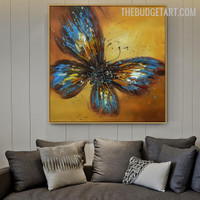 Copper Butterfly Abstract Animal Handmade Texture Canvas Painting for Room Wall Trimming