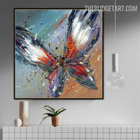 Morpho Butterfly Abstract Animal Handmade Texture Canvas Painting for Room Wall Garnish