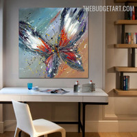 Morpho Butterfly Abstract Animal Handmade Texture Canvas Painting for Room Wall Illumination