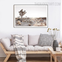 Joshua Tree Landscape Vintage Painting Pic Canvas Print for Room Wall Drape