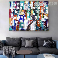 Blossom Tree Abstract Botanical Handmade Knife Canvas Painting For Room Wall Onlay