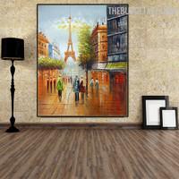 Eiffel Tower i Landscape Handmade Wall Art Canvas for Room Wall Getup