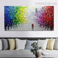 Edifice Abstract Landscape Handmade Texture Canvas Painting for Room Wall Garniture