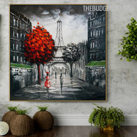 Eiffel Tower ii Famous Landscape Handmade Knife Canvas Artworks for Room Wall Equipment