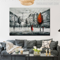 Eiffel Tower iii Human Landscape Modern Handmade Knife Canvas Painting For Room Wall Getup