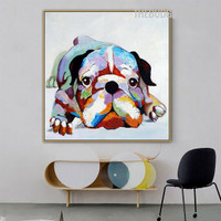 Pug Dog Animal Handmade Canvas Painting Done by Artist for Room Wall Assortment