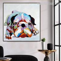 Pug Dog Handmade Canvas Painting Animal Wall Art for Room Flourish