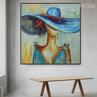 Woman Floral Art Figure Handmade Palette Canvas Painting for Room Wall Garnish