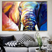 Colourful Elephant Ears Handmade Texture Canvas Animal Wall Art for Room Outfit