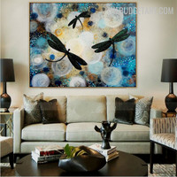Dragonfly Blurs Abstract Insect Animal Handmade Painting on Canvas for Room Wall Molding