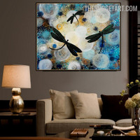 Dragonfly Orbs Abstract Artist Handmade Insect Animal Canvas Wall Hanging Tracery