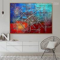 Straight Lineaments Line Abstract Geometric Texture Wall Art Handmade Canvas for Room Drape