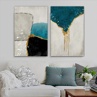 Spot Abstract Blue Beige Modern Painting Pic Canvas Print for Room Wall Embellishment