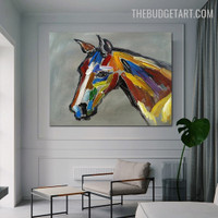 Motley Equine Horse Handmade Palette Canvas Animal Artwork for Room Wall Embellishment