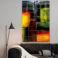 Straight Streaks Colourful Handmade Abstract Acrylic Art on Canvas for Room Wall Garnish