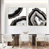 Black Agate Abstract Marble Modern Painting Photo Canvas Print for Room Wall Equipment 