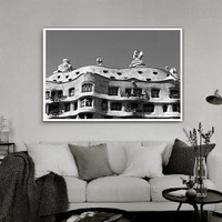 Casa Mila Abstract Contemporary Vintage Painting Photo Canvas Print for Room Wall Illumination